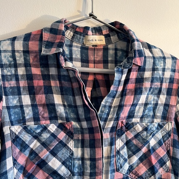 Tie-dye plaid flannel Anthropologie shirt - Picture 2 of 14